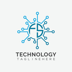 initial monogram for technology logo with circle style design
