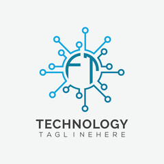 initial monogram for technology logo with circle style design