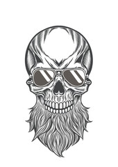 Skull with gothic style beard & retro sunglasses 53