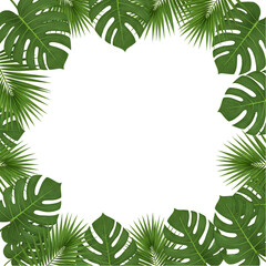 Tropical Leaves Frame: Green Background