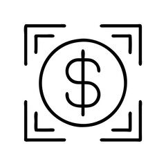 Dollar sign icon vector, money symbol, currency, payment, investment, finance, wealth, line art