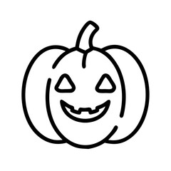Halloween pumpkin jack o lantern vector illustration outline icon for fall autumn holiday season spooky design