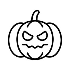 Halloween pumpkin vector illustration, spooky jack o lantern design for autumn holiday and party decor