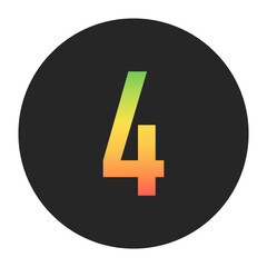 Fototapeta premium Stylish Number 4 in gradient hues of green to red inside a solid black circle. Great for modern branding, tech logos, and digital art themes.