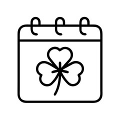 St patrick's day calendar icon vector, irish holiday event date, shamrock outline, lucky day celebration icon