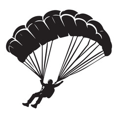 Parachuting Silhouette Person Descending Vector Illustration Design