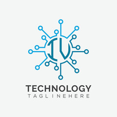 initial monogram for technology logo with circle style design
