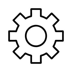 Gear icon vector graphic for engineering process and mechanical settings and configuration adjustments symbol