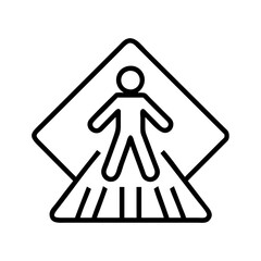 Obraz premium Pedestrian crossing sign vector illustration for safety awareness and traffic education design element icon