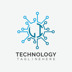 initial monogram for technology logo with circle style design