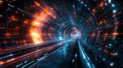 Hyperrealistic Futuristic Energy Flow Depicting High-Tech Transport and Abstract Digital Motion Effects 