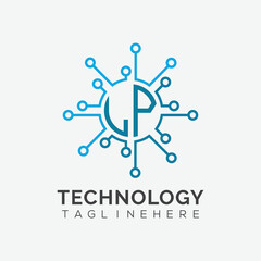 Fototapeta premium initial monogram for technology logo with circle style design