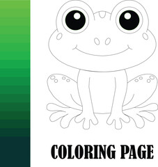 funny frog cartoon, cute frog cartoon outline coloring page for kids 