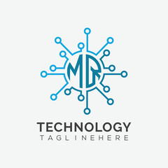 initial monogram for technology logo with circle style design