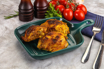 Roasted chicken thighs  with spices