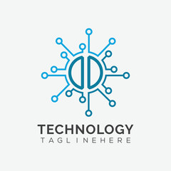 initial monogram for technology logo with circle style design