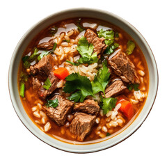 A Delicious Bowl of Spicy Beef and Rice Soup Isolated on a Transparent Background