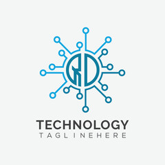 initial monogram for technology logo with circle style design