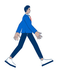 Confident indian man walking forward in business attire 2D doodle character. Determined businessman office worker cartoon person vector drawing isolated on white. Hand drawn illustration colorful