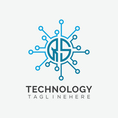 initial monogram for technology logo with circle style design