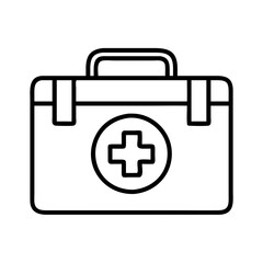 First aid kit medical box emergency kit healthcare supplies outline vector icon illustration design