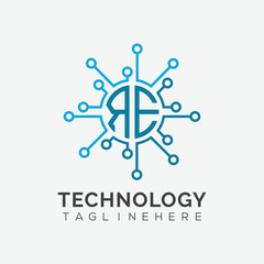 initial monogram for technology logo with circle style design