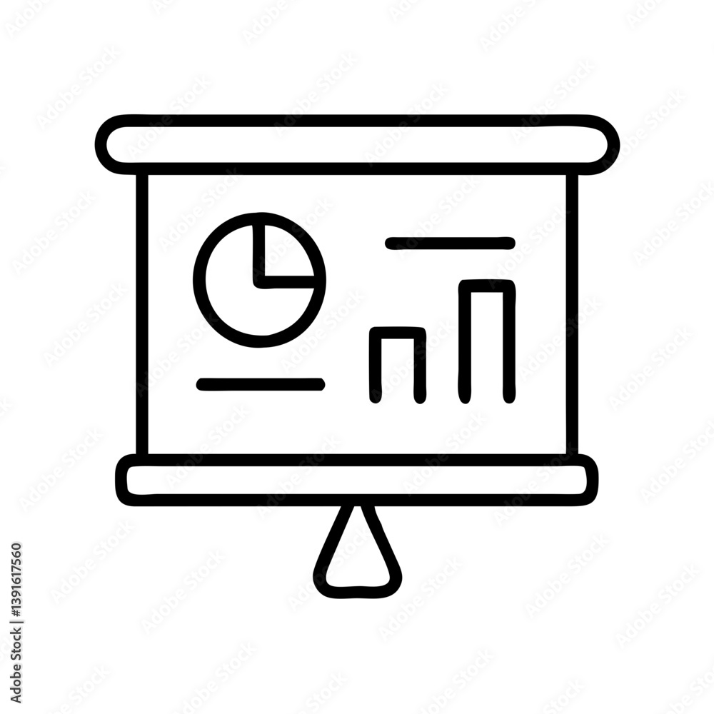 Poster presentation board with pie chart and bar graph for business data analysis and statistics report