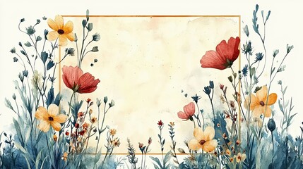 Illustration of vintage frames decorated with wildflowers, evoking nostalgia and artistic craftsmanship