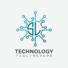 initial monogram for technology logo with circle style design	