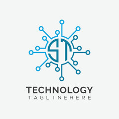 initial monogram for technology logo with circle style design	