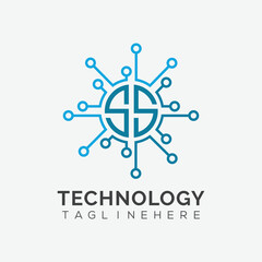 initial monogram for technology logo with circle style design	