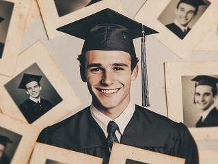 Nostalgic photo collage of unforgettable graduation day moments