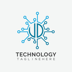 initial monogram for technology logo with circle style design	