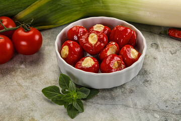 Sweet piquant cherry pepper stuffed cheese