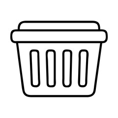 Outline vector graphic of a trash can waste basket bin for recycling and disposal in black and white clip art