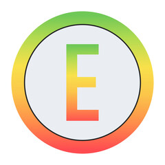 Vibrant Capital letter E design with green-red gradient border and light gray inner circle. Perfect for contemporary logo design or creative visual identity.