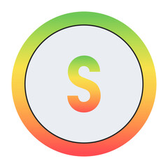 Vibrant Lowercase letter s design with green-red gradient border and light gray inner circle. Perfect for contemporary logo design or creative visual identity.