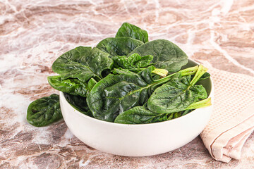 Fresh green spinach leaves heap
