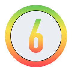 Vibrant Number 6 design with green-red gradient border and light gray inner circle. Perfect for contemporary logo design or creative visual identity.