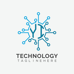 initial monogram for technology logo with circle style design