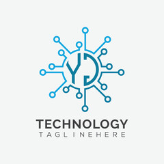 initial monogram for technology logo with circle style design