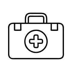 First aid kit vector illustration outline style medical emergency equipment healthcare symbol for treatment 100
