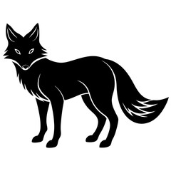 Fox Silhouette Line Art Vector on White Background
