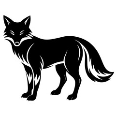 Fox Silhouette Line Art Vector on White Background