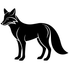 Fox Silhouette Line Art Vector on White Background