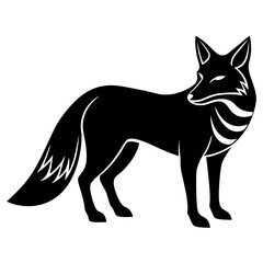 Fox Silhouette Line Art Vector on White Background