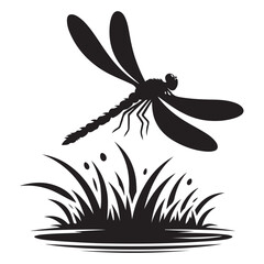 Dragonfly Silhouette Vector Illustration for Nature and Insect Designs