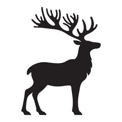 Majestic Red Deer Stag Illustration Graceful Antlers Forest Wildlife Silhouette