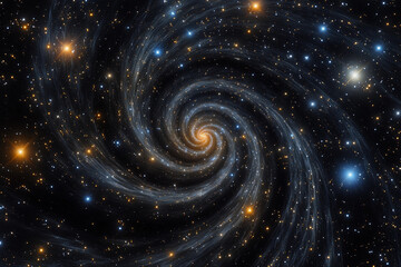 Fototapeta premium Galactic spiral showcasing vibrant colors and cosmic features in a star-filled universe