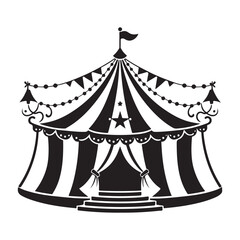 Circus Tent Silhouette Vector Illustration Entertainment Fun Celebration Party